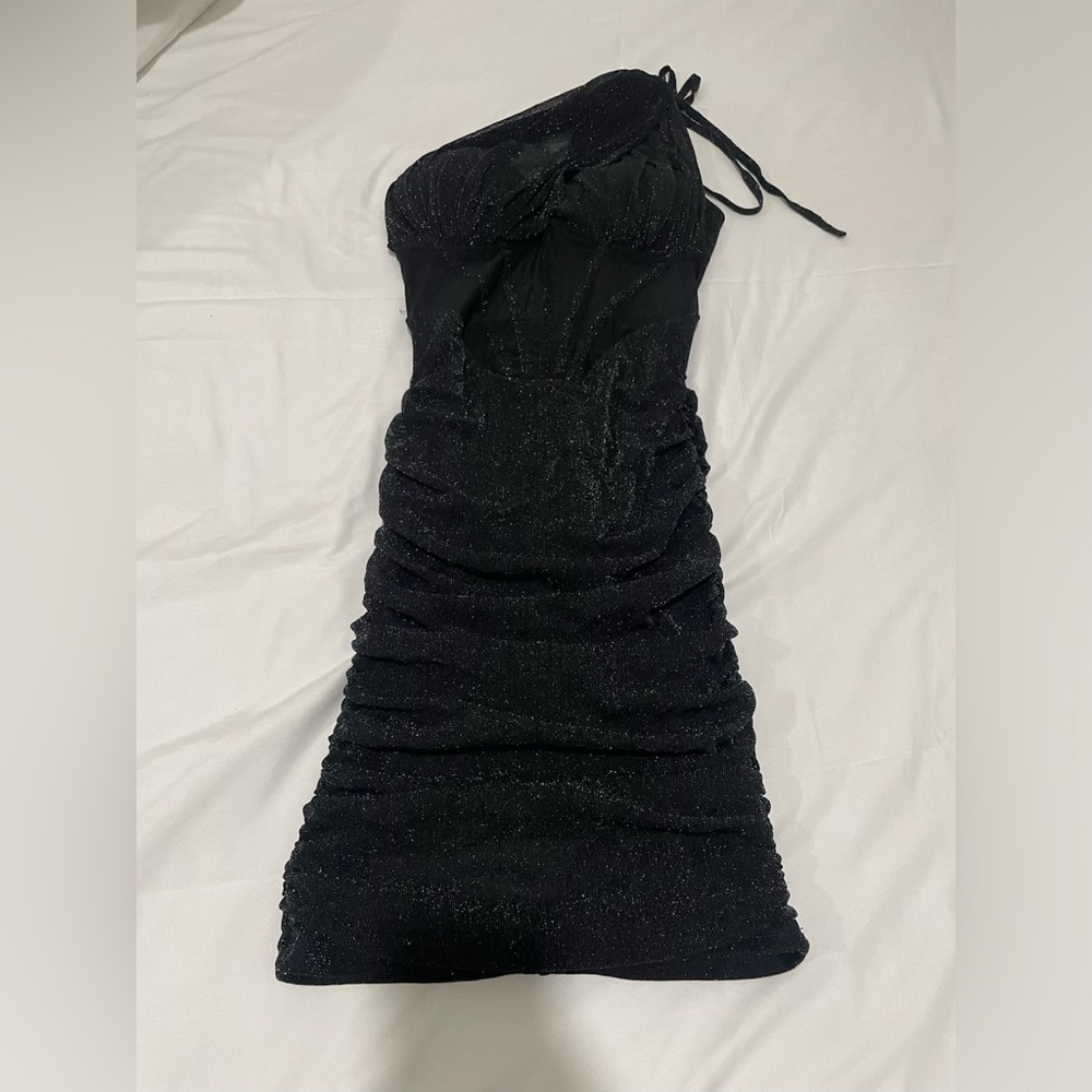 Black sequin one hand mini dress
